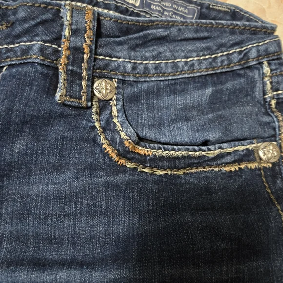 Miss Me Dark Blue Skinny Jeans with Silver Accents - Picture 8 of 11